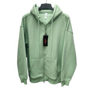 The Gym People Oversized Hooded Jacket Womens Large Green Full Zip Athleticwear